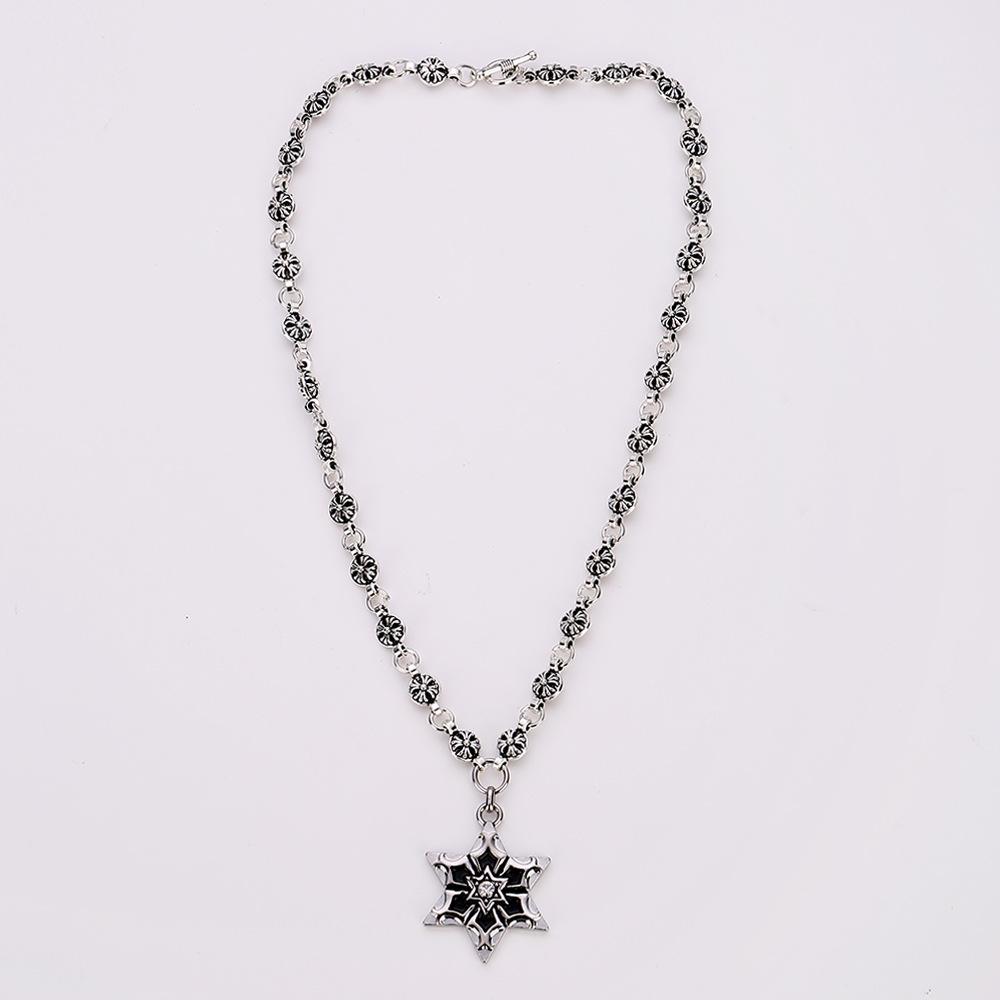 European and American Hexagram Necklace, Retro Necklace Adjustable European and American Classic Men and Women Couple Sweater Chain