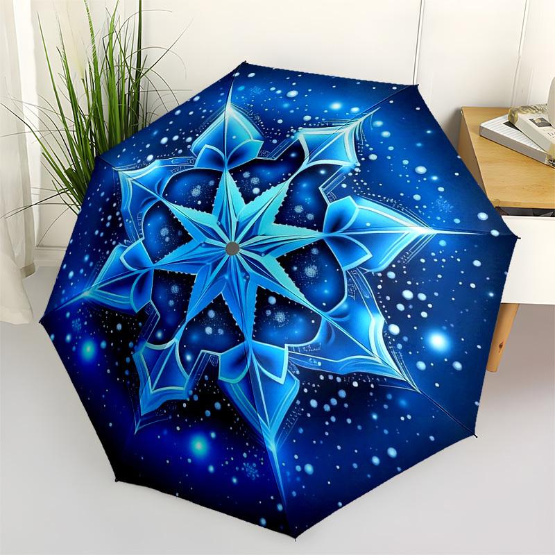 1pc Icy Mandala Design Umbrella with Plastic Handle,Compact & Stylish,Suitable for All Seasons ptys26024