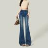 Женские джинсы клеш с высокой талией, узкие, bootcut, джинсовые брюки, карманы, декор, стрейч, ретро, брюки-клеш для женщин