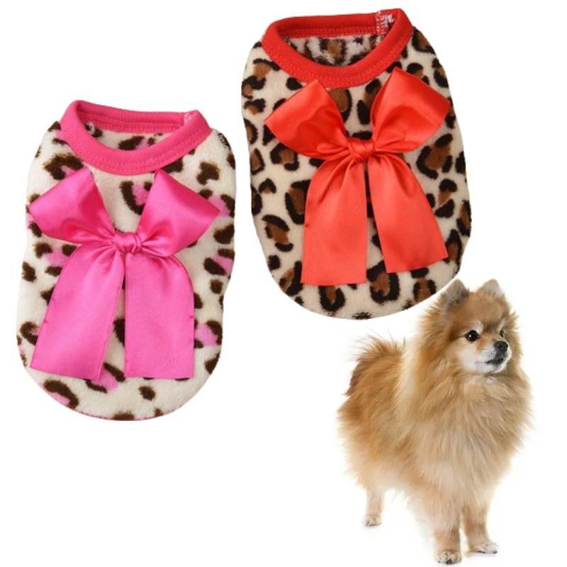 Adorable Coral Fleece Puppy Clothes With Leopard Print For Fall And Winter Celebrations