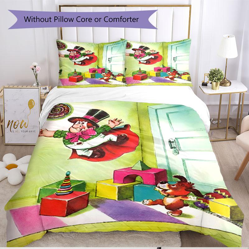 3pcs Duvet Cover Set (1*Duvet Cover + 2*Pillowcase, Without Core), Karlsson on the Roof Print Soft All‑Season Bedding Set, Home Bedroom Decor Gift