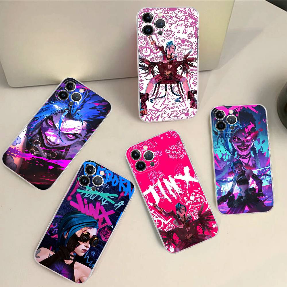Чехол для телефона в стиле аниме Arcane J-Jinx для iPhone 16 15 14 13 12 Mini 11 Pro XS Max X XR SE 6 7 8 Plus Мягкий силиконовый чехол