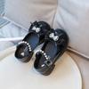 Girls Leather Shoes for Party Wedding Children Princess Shoes with Bow-knot Elegant Kids Pearls Rhinestone Mary Janes Shoes