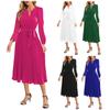 Women's Casual Long Summer Sun Dresses 2023 Long Sleeve V-Neck Flowy A Line Pleated Maxi Cocktail Dress