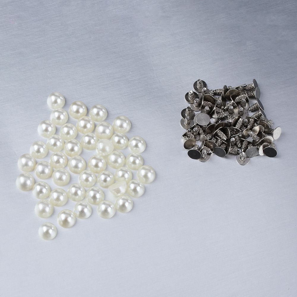 30/50pcs Hat Bag DIY Decoration Crafts Scrapbooking Cloth Button Pearl Rivets Half Round