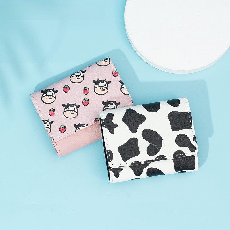 Женский мини-кошелек тройного сложения с отделениями для нескольких карт - кошелек для монет из коровьей кожи в японском и корейском стиле