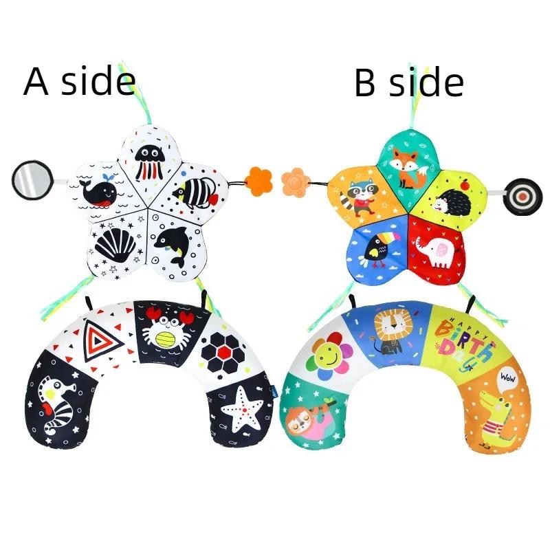 Baby Black And White Tummy Time Pillow Toy Newborn Head Up Training Pillow High Contrast Double-Sided Sensory Lying Pillow