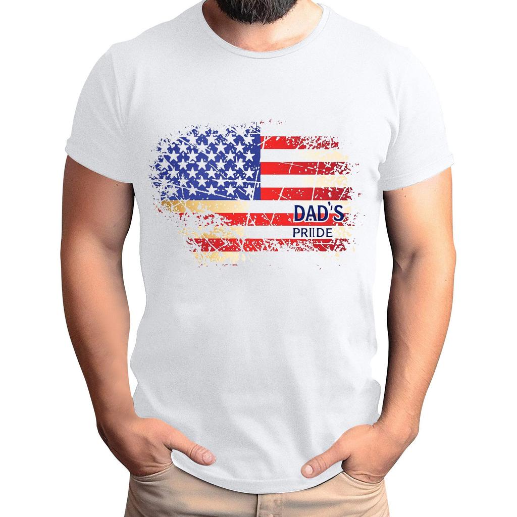 Мужская футболка с принтом флага ко Дню отца, мужской свободный повседневный топ с коротким рукавом