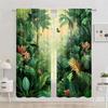 2pc,  Spring Window Curtain Jungle Plants Versatile Polyester,Without Electricity Birthday Party Use for Indoor Celebrations,