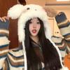 Winter Women Warm Hat Soft Rabbit Ear Hat Plush Thicken Protection Cartoon Puppy Hat Outdoor Windproof