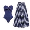New Denim One-piece Women's Swimsuit French Retro Belly-covering Slimming Swimsuit Vacation Beach Skirt