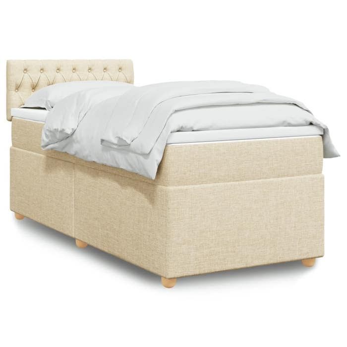 Maison Exclusive - Sommier à lattes de lit et matelas Crème 90x190 cm Tissu