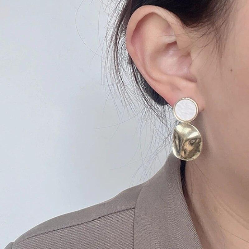 ANENJERY Новое поступление преувеличенных геометрических сережек-гвоздиков для женщин Изысканные серьги для пирсинга Ювелирные изделия Аксессуары