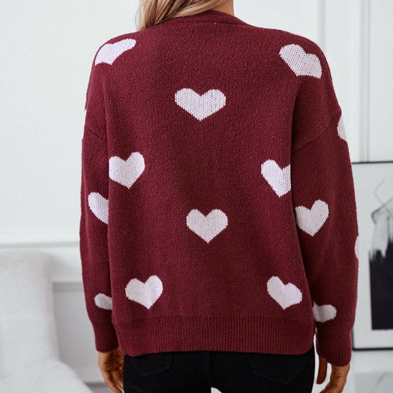 GMXIA Осенне-зимний свитер Knit Love Jacquard V-образный вырез кардиган свитер для женщин