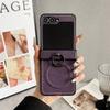Retro Leather Ring Holder Phone Case for Samsung Galaxy Z Flip 7 6 5 4 Flip6 Flip5 Flip4 Flip3 Magnetic Hinge Protective Cover
