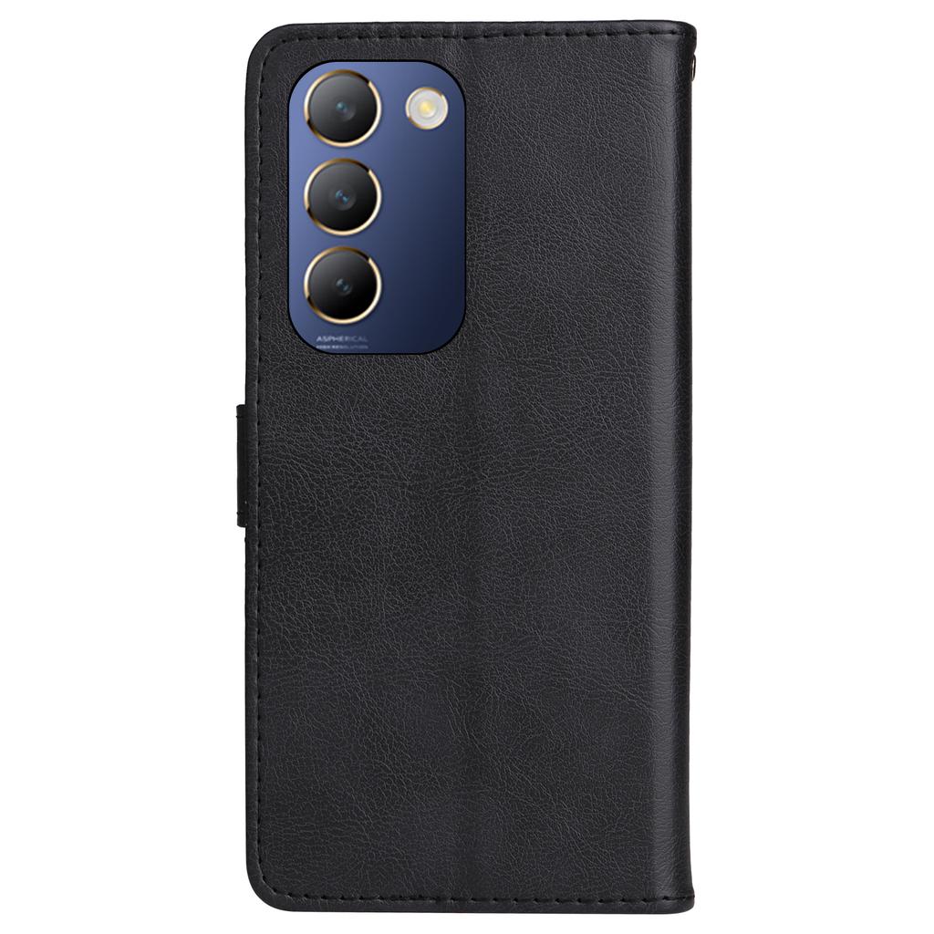 For Vivo V40 SE 5G/Y100 5G (Indonesia)/Y200e 5G/V30 Lite 5G (India) Case Solid Color Leather Mobile Cover Wallet Stand with Strap