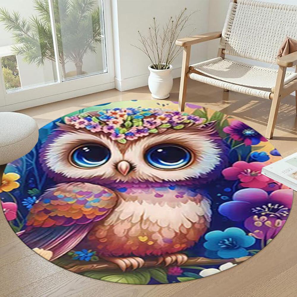 Bird Round Carpet Suitable for Entryway Foyer Game Room Bedrooms Anti-slip Round Rug Anime Office Decor Perfect Gift for Women Men