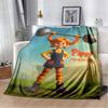 Pippi Longstocking Flannel Blanket, Cartoon Pippi with Monkey Apple Orchard Print Throw Blanket, Soft Lightweight Blanket for Sofa Bed Couch