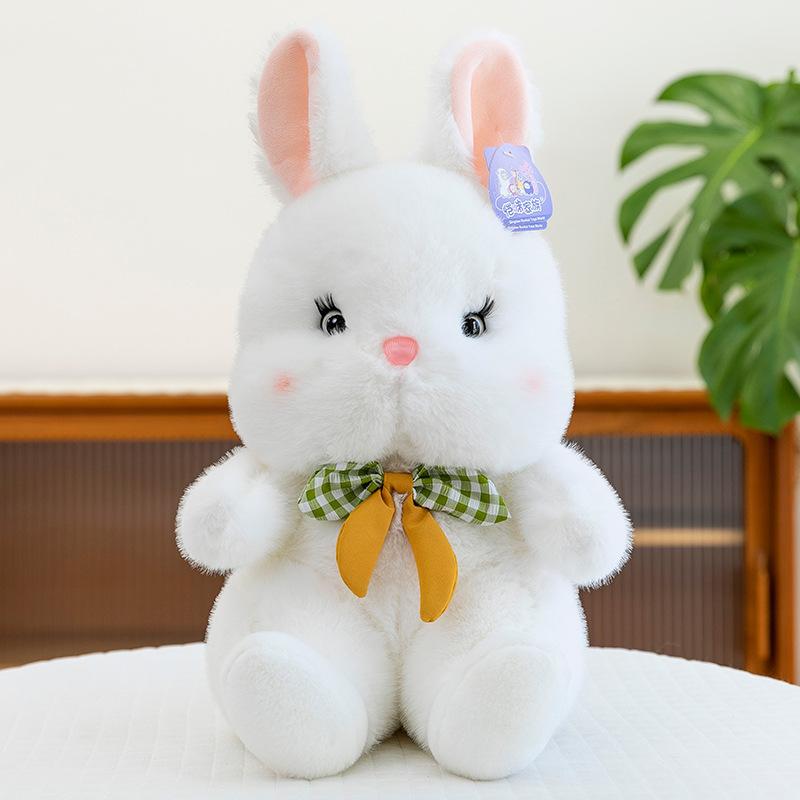 Super cute rabbit plush toy girl birthday gift bow tie rabbit sleeping pillow office doll