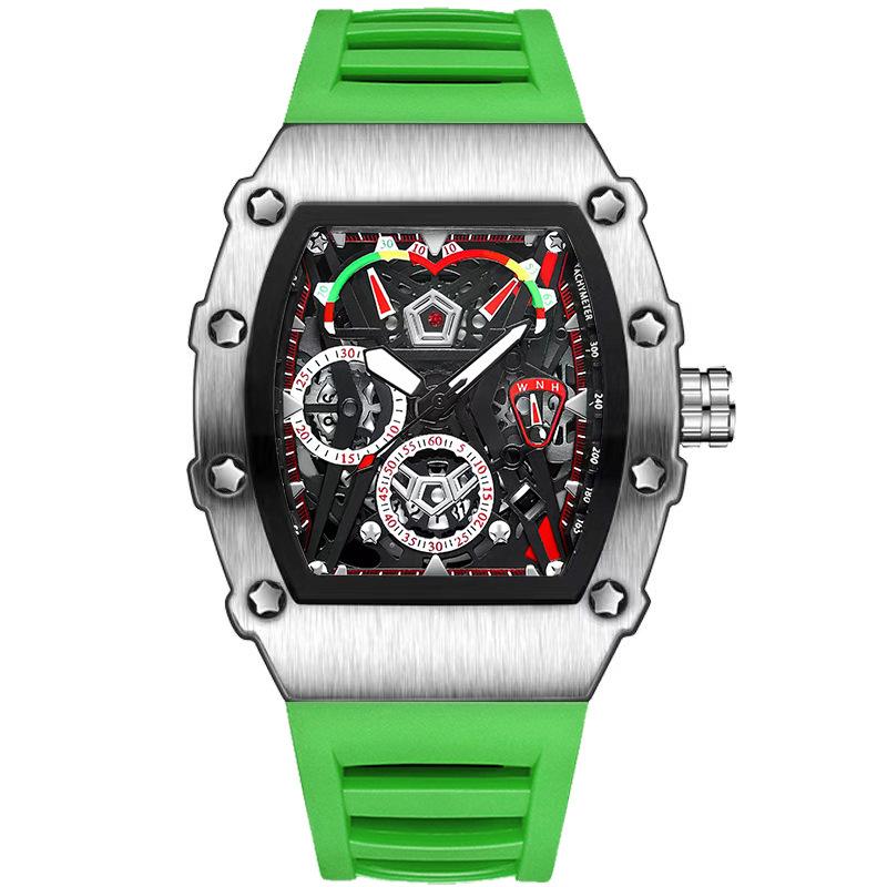 UTHAI CQ309 Модные мужские часы Водонепроницаемые Ночная подсветка Календарь Ведро для вина Силиконовый ремешок Кварцевые часы Мужские часы