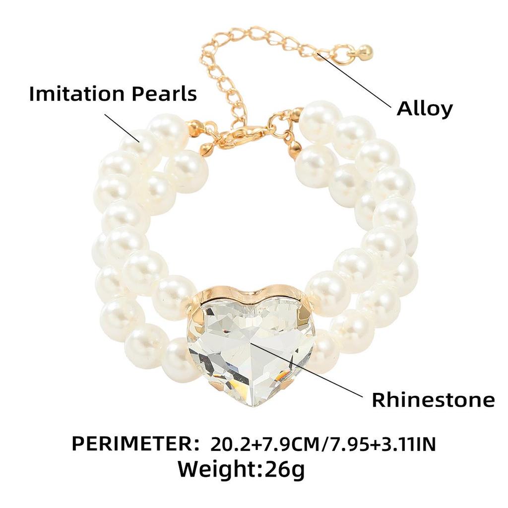 Женское ожерелье 2024 года с бриллиантами в форме сердца и искусственным жемчугом - свадебные украшения и аксессуары для банкета