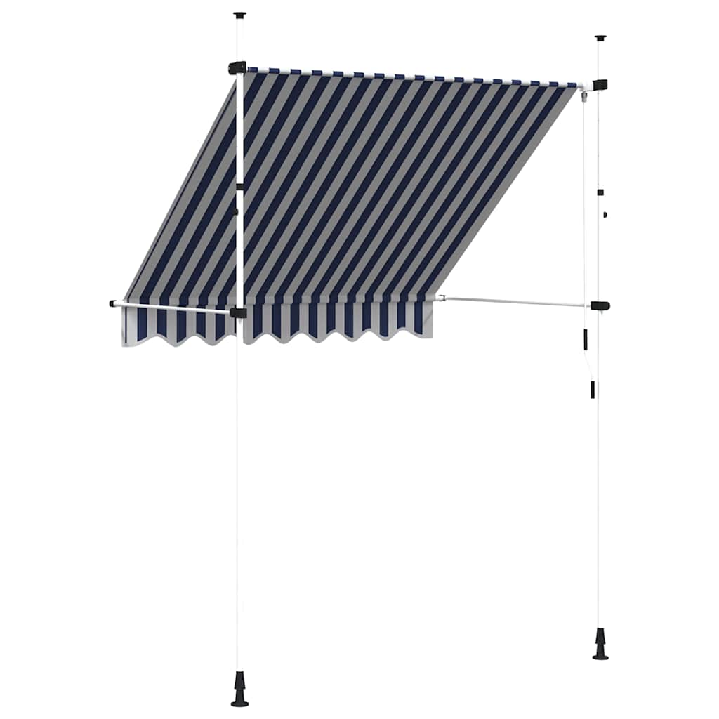 Manual Retractable Awning 200 cm Blue White Striped