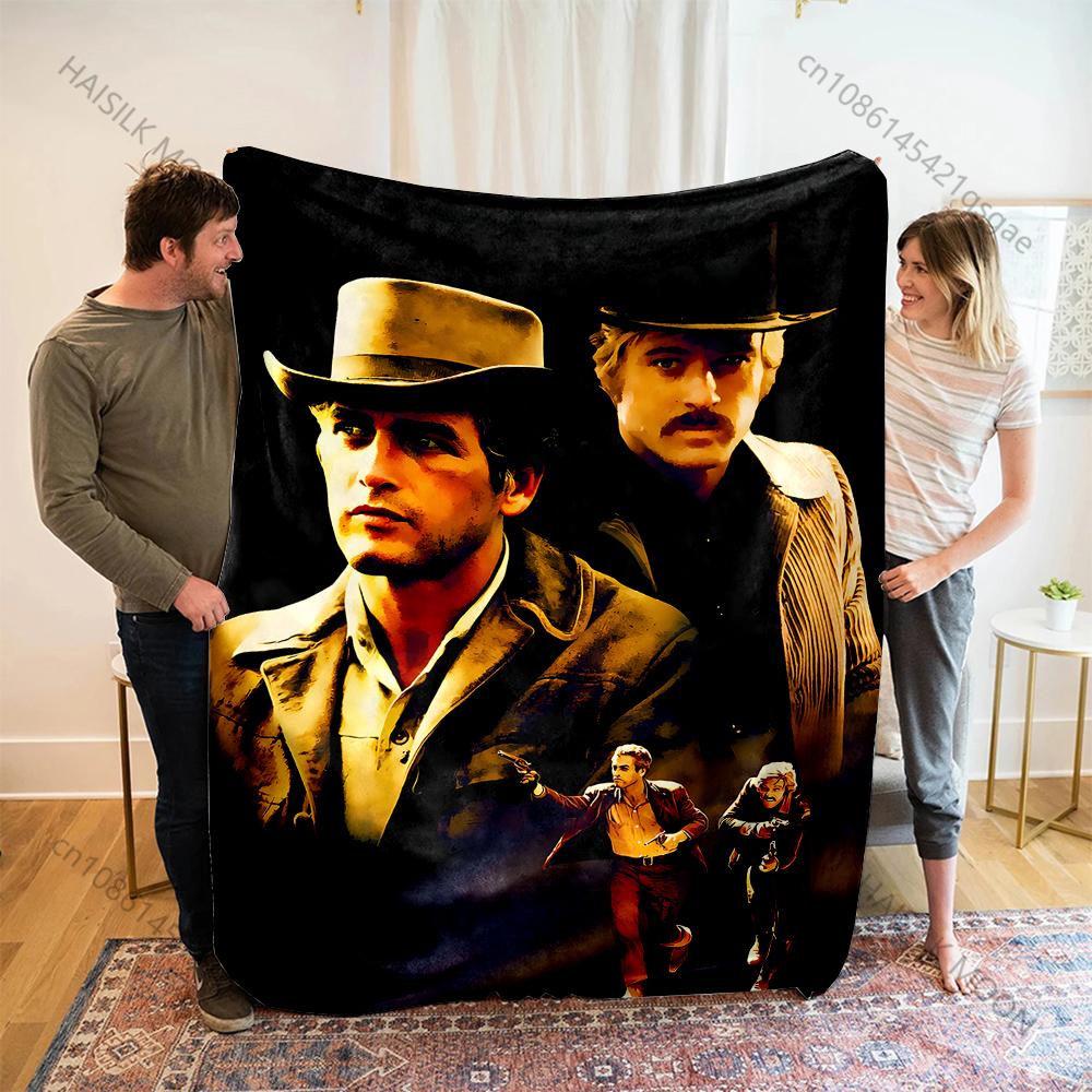 1PC Hat-wearing figures retro style Print Adult Children Warm Blankets Home Travel Car Soft Comfortable Suitable for all seasons
