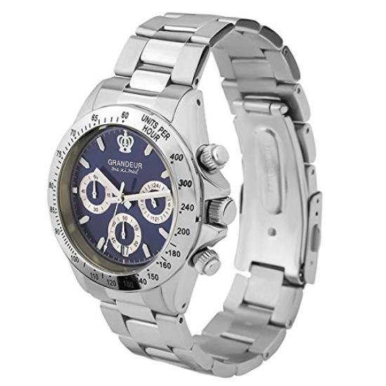 GRANDEUR Сделанные в Японии Водонепроницаемые до 10 АТМ Часы-хронограф с браслетом из нержавеющей стали JGR004W5 Синий [GRANDEUR] Мужские