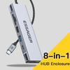 ESSAGER 8-In-1 Type-C Hub To HD 4K Output,PD 100W Port,10Gbps Type-C,USB 3.2,USB 2.0,2 Card Reader Slots and SSD Slot