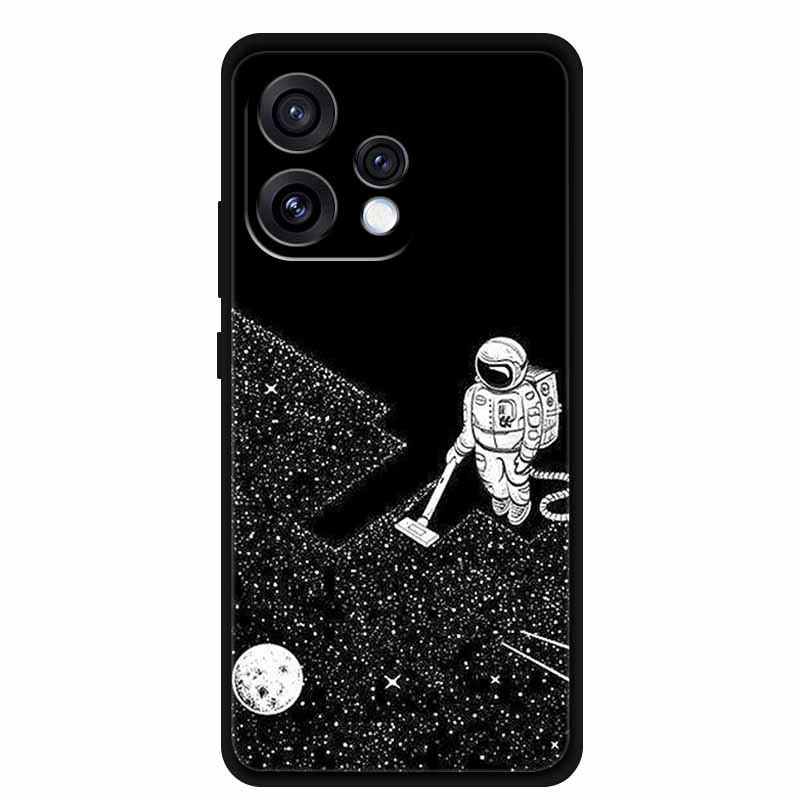 Чехол для Oppo Reno15 5G 6.59" Милый Кот Черный Край Мягкий Силикон Волк Задняя Крышка Телефона Для Oppo Reno 15c 5G Защитный Лев Funda