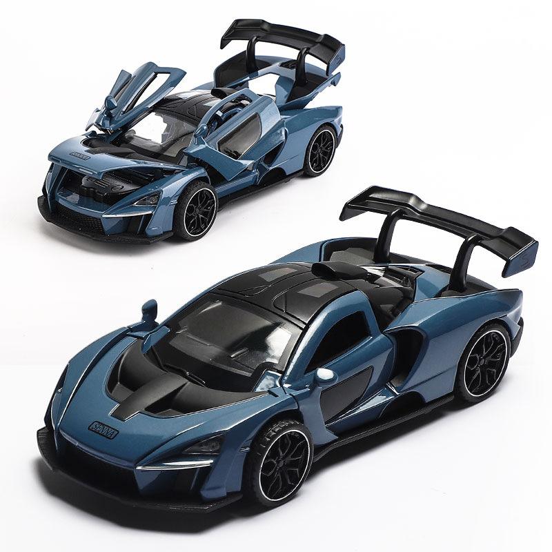 1:32-масштабная модель спортивного автомобиля McLaren Senna, литая под давлением игрушечная машинка из цинкового сплава, транспортные средства с откатным механизмом, мини-электронные игрушки-суперкары с подсветкой и музыкой