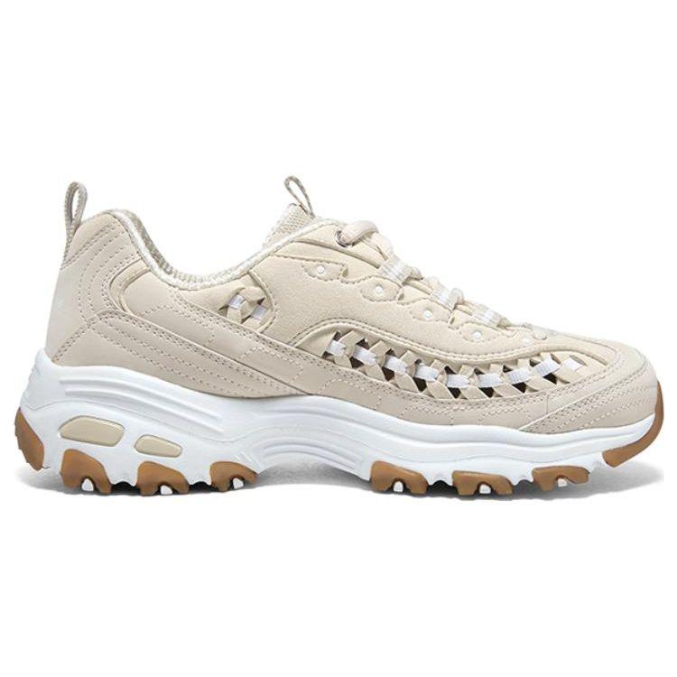 Skechers DLites 1.0 Сетчатые Ретро Спортивные Средневысокие Папины Кроссовки Женские Бежевые 896197-NAT