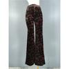 Export Single Za Home High Waist Slim Looking Elegant Elegance 2024 New Arrival Exquisite Print Loose Pants Fashion Velvet Pants