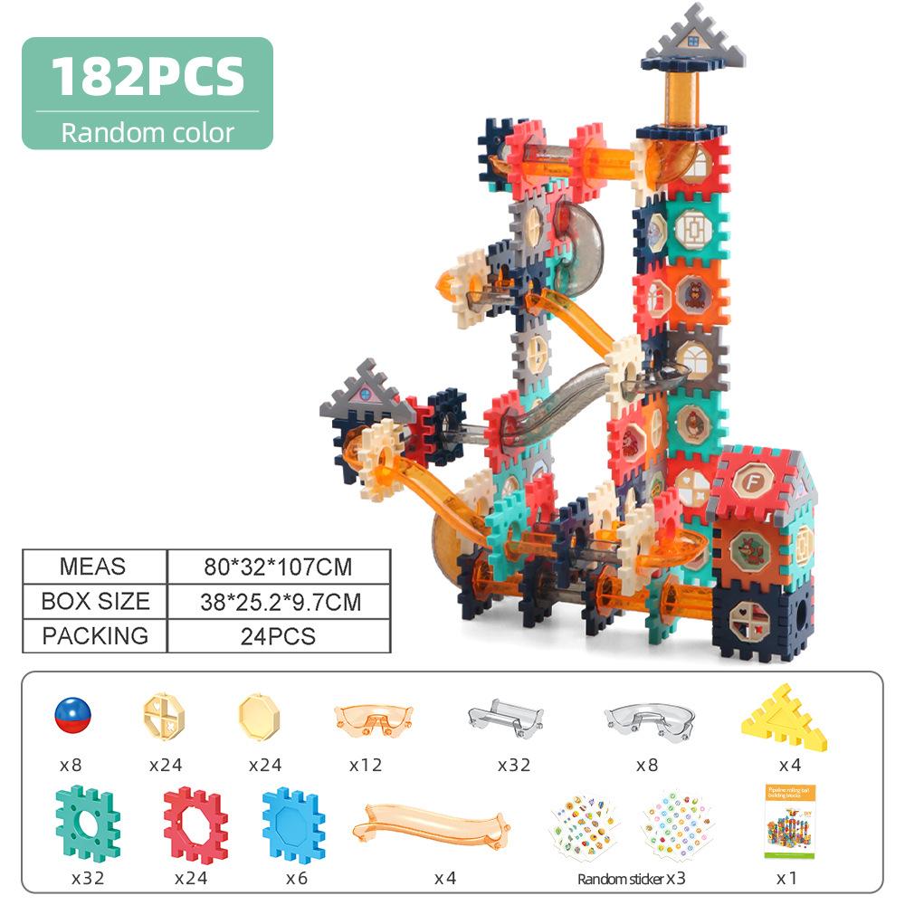 Color Window Ball Track Building Block Large Particle Building Block Slide Ball Assembly Track Children'S Toy