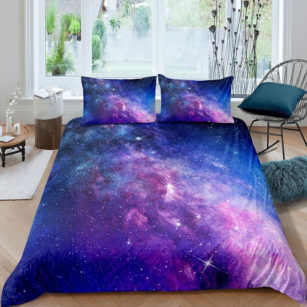 Galaxy Duvet Cover Set 3D Printed Space Themed Bedding Set Kid Boy Galaxy Series Universe Pattern Polyester Quilt Cover For Girl