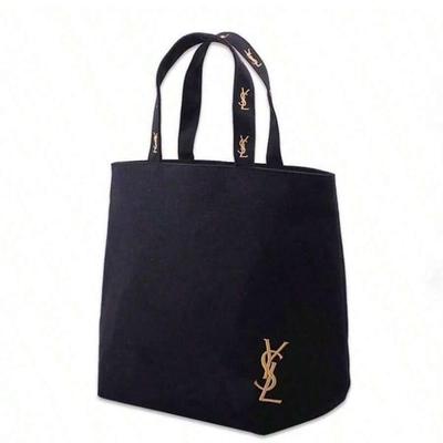Женская холщовая сумка-шоппер через плечо YSL--Экологичная сумка для покупок с черным принтом букв