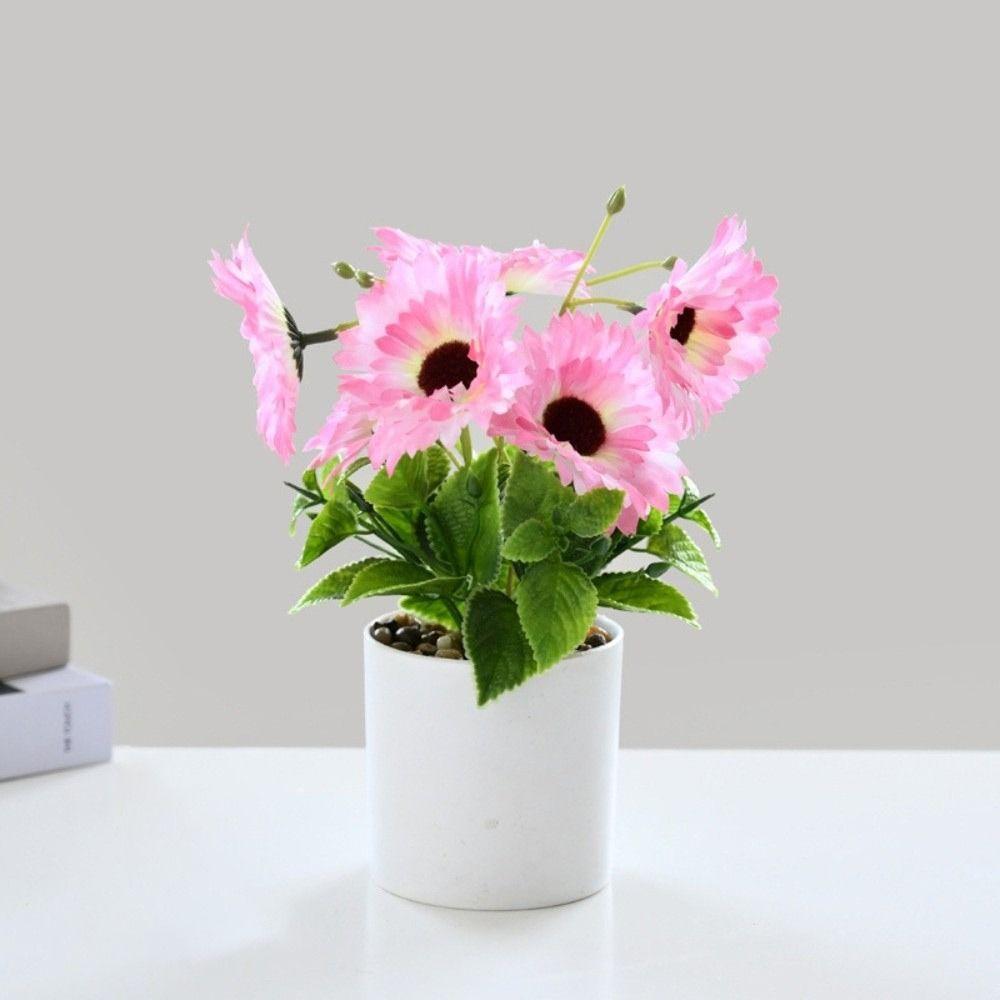 Sunflower Plant Simulation Bonsai Placement Fake Plant Flowerpotted Artificial Flower Party Decor