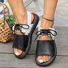 Retro Lace Up Roman Sandals 2024 New Colored Casual Outwear Lace Up Beach Sandals Soft Top Women's Sandals
