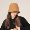 Women Cashmere Girl Autumn and Winter Wool Bucket Hat Female Hats Pure Color  Hat Korean Style Caps