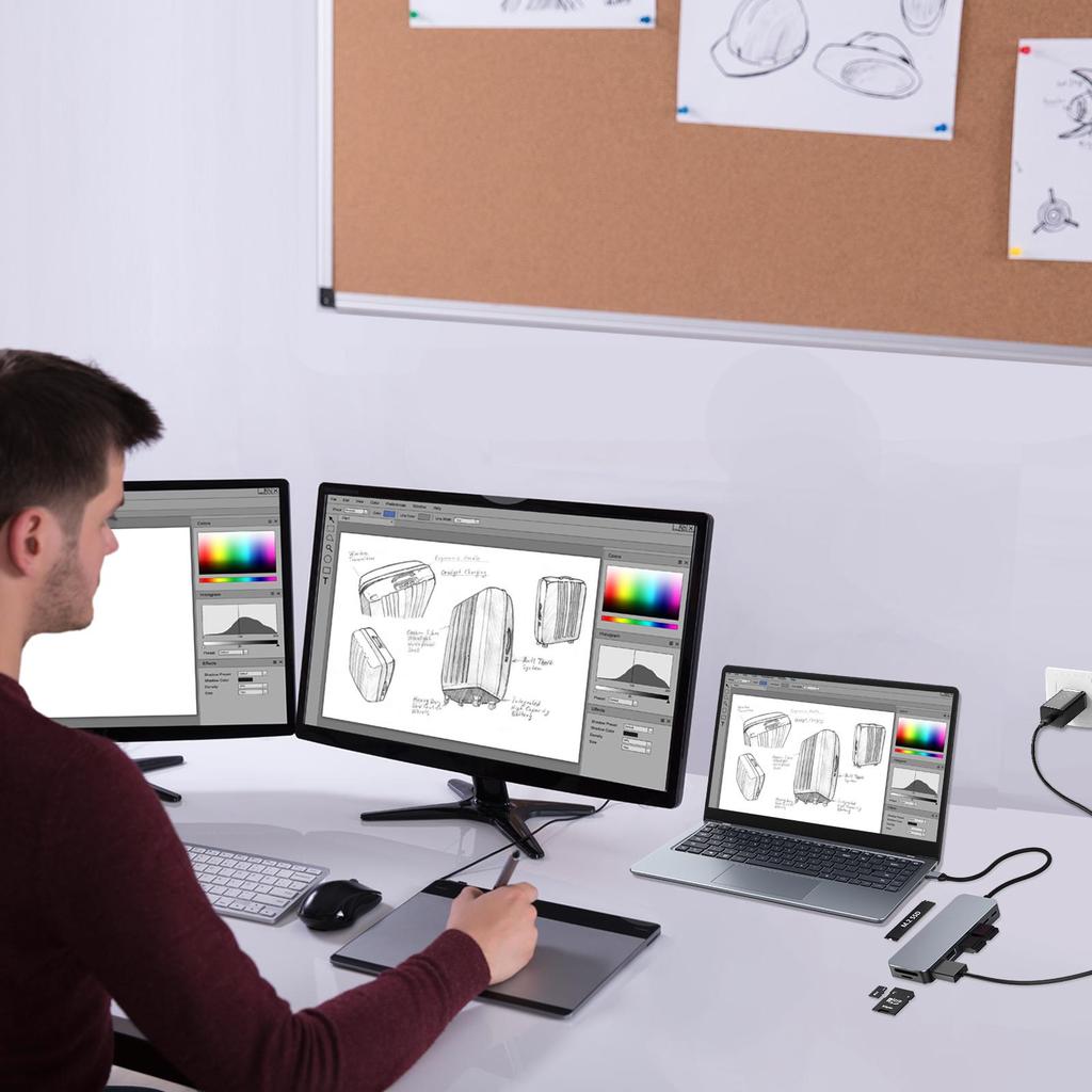 USB-C хаб с корпусом для M.2 SSD, док-станция USB C 9-в-1, подходит для M.2 NVMe SSD, 10 Гбит/с, HDMI 4K@60 Гц, 100 Вт PD, кардридер SD/TF