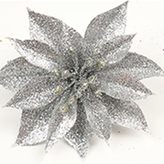 Поддельный цветок, привлекательный широкий спектр применения, компактный двухслойный пуансеттия, рождественский искусственный декор для фестиваля