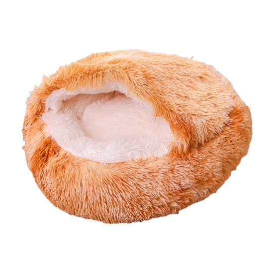 Теплый полузакрытый домик для питомца с плюшевой подкладкой, складной дизайн, нескользящее дно, снимающая стресс лежанка для питомца