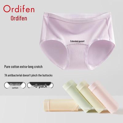 Женские трусы-слипы Odifen, 6 штук, бесшовные, антибактериальные, со средней посадкой, из чистого хлопка