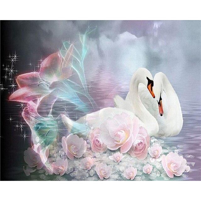 DIY 5D Diamond Painting White Swan Animal Diamond Mosaic Cross Stitch Kit Diamond Embroidery Wall Home Decoration Art