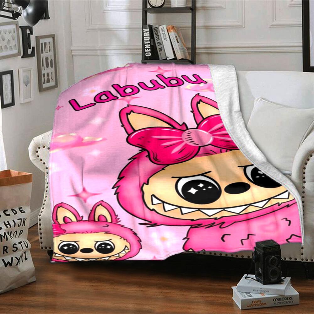 Labubu Blanket Durable Comfort Great For Bed Office Chair Seaside Four Seasons Universal Digital Print Birthday Christmas Gift Blanket