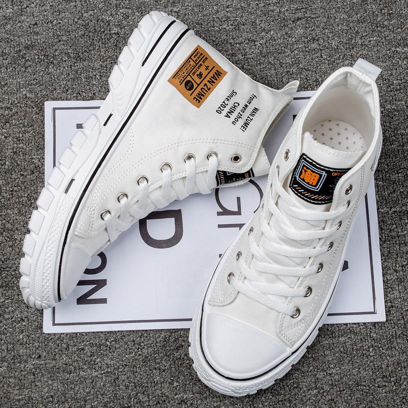 Модные мужские трендовые парусиновые туфли с высоким берцем. Мужская повседневная крутая обувь в уличном стиле. Кроссовки в стиле хип-хоп для подростков.