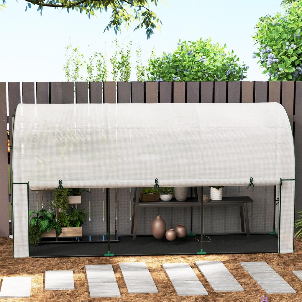 Wall-Mounted Greenhouse, Accessible Plant House, Plastic Tarpaulin, 300 x 80 x 157 cm, White
