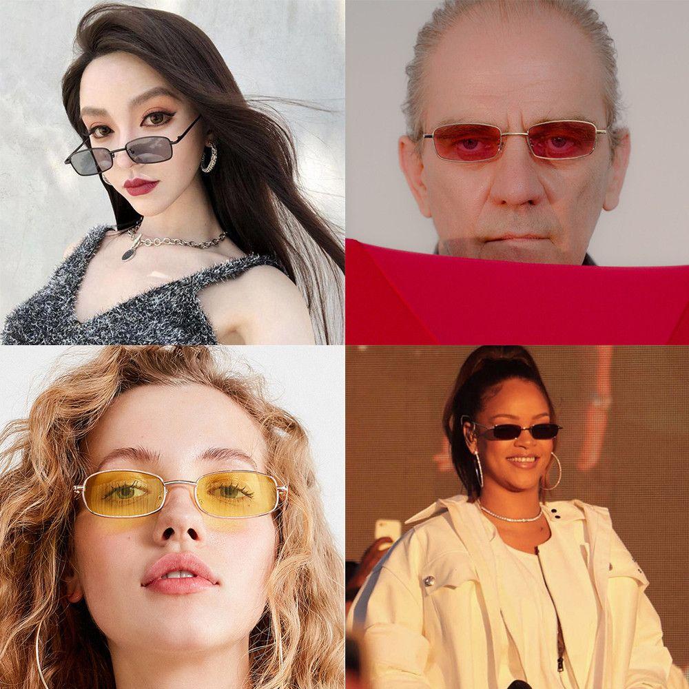 Fashion UV400 Steampunk Small Retro Shades Sun Glasses Metal Frame Rectangle Sunglasses