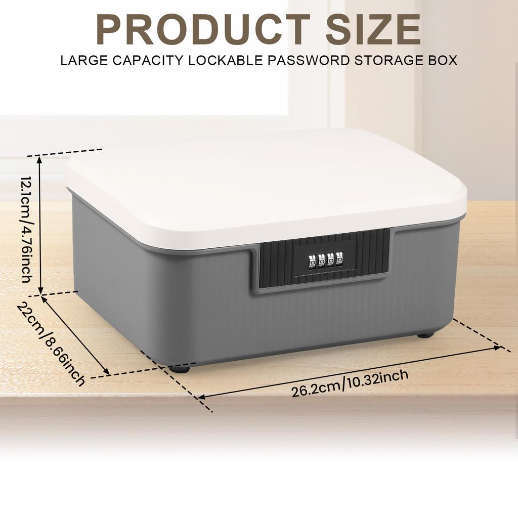 4 Digit Password Lock Safe Box Plastic Lockable Storage Bin High Security Household Cash Jewelry Privacy Security Storage Box