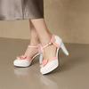 Fashion Spring Shoes Woman Pumps Ankle Strap Bow Wedding Party Shoes Platform Dress Women Shoes High Heels Ladies Shoes Plus Size 32-43